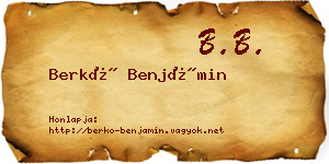 Berkó Benjámin névjegykártya