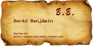 Berkó Benjámin névjegykártya